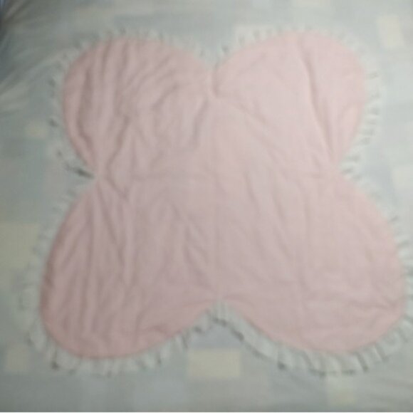 Vintage Care Bears Cheer Bear Applique Pink Gingham Lace Trim Baby Blanket - Picture 4 of 5